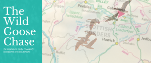 Geese flying over map of the Scottish Borders